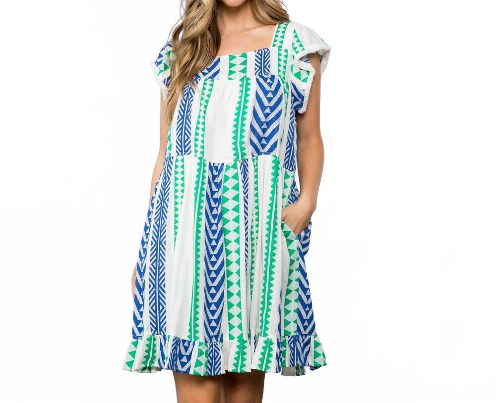NEW THML pattern knit dress in green